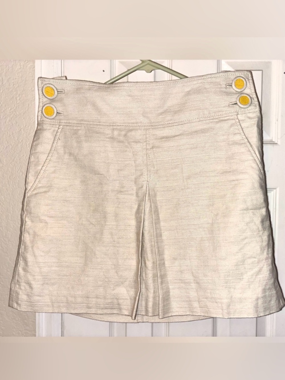J. CREW BEIGE NATURAL LINEN BLEND A-LINE SCHOOL GIRL SKIRT ~6